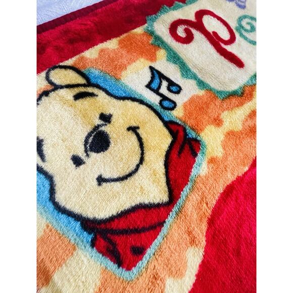 Vintage Winnie The Pooh Blanket Plush Purple Red Honey Bees Yellow Sweet Dreams - Picture 6 of 13